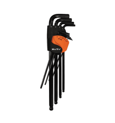 Stiftnøglesæt farvet lang med magnetkugle 1,5-10mm. 9 dele.