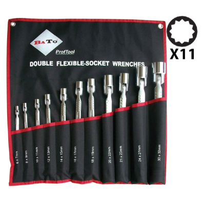 Dobbelt lednøglesæt 6-32mm. 11 dele