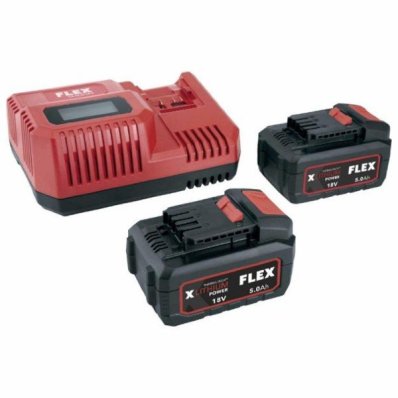 Flex Akku P-sæt 55 R / 2 x 5,0 Ah batteri + lader